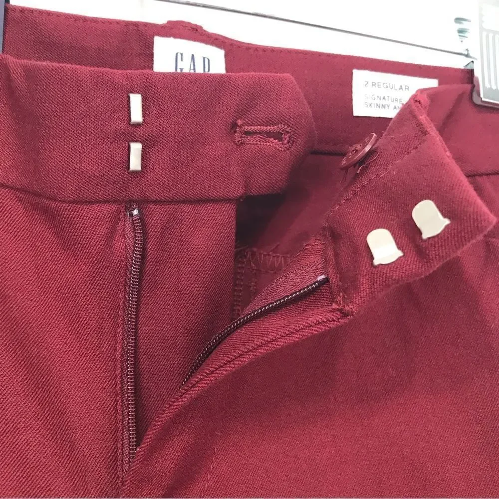 GAP Signature Burgundy Skinny Ankle Classic Pants NEW